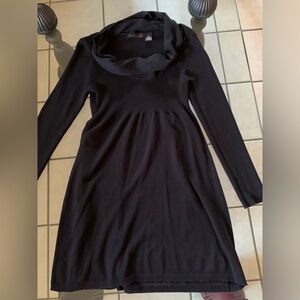 Allison Brittney Black Long Sleeve Dress with Cowl Neck